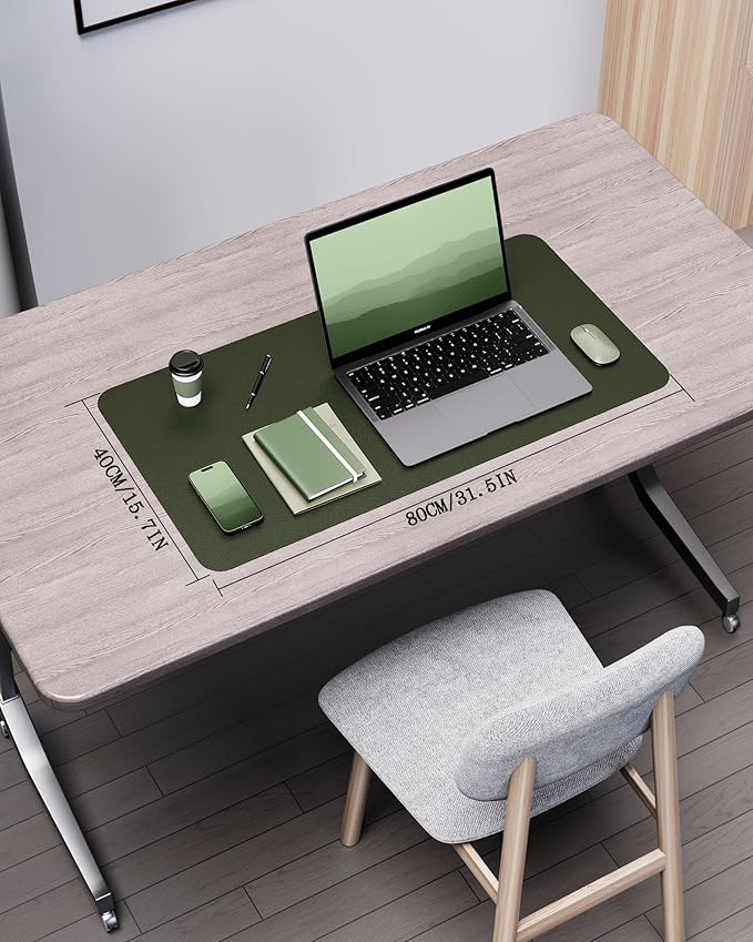 YSAGi Double - Sided Desk Pad, 31.5"x15.7" Leather Desk Mat, Eco Cork Desk Pad Protector,Large Mouse Pad,Waterproof Desk Blotter for Office/Home (Dark Green/Cork) | Desk Pads Blotters - TrueDesk