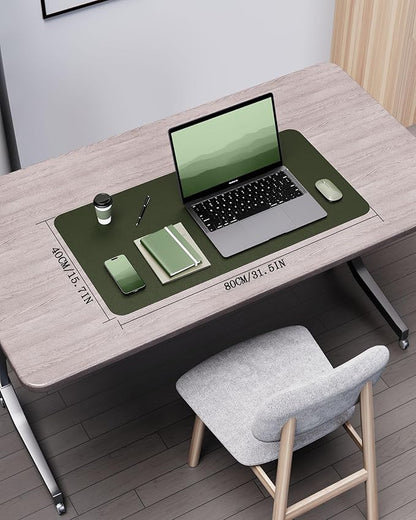 YSAGi Double - Sided Desk Pad, 31.5"x15.7" Leather Desk Mat, Eco Cork Desk Pad Protector,Large Mouse Pad,Waterproof Desk Blotter for Office/Home (Dark Green/Cork) | Desk Pads Blotters - TrueDesk
