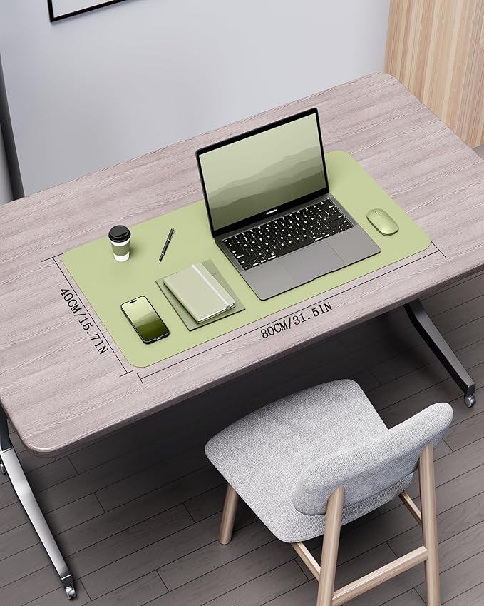 YSAGi Double - Sided Desk Pad, 31.5"x15.7" Leather Desk Mat, Eco Cork Desk Pad Protector,Large Mouse Pad,Waterproof Desk Blotter for Office/Home (Matcha Green/Cork) | Desk Pads Blotters - TrueDesk