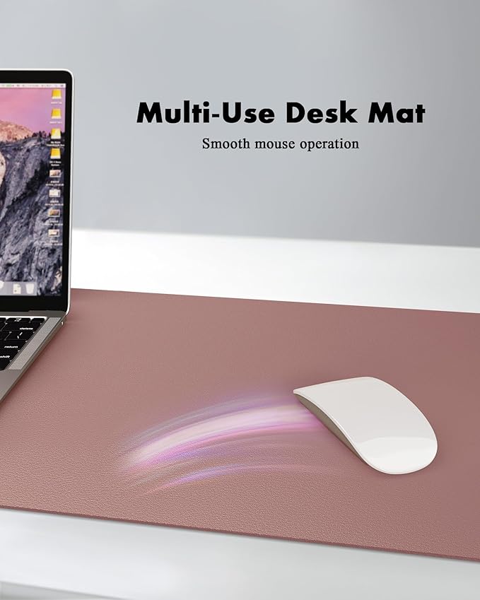 YSAGi Double - Sided Desk Pad, 31.5"x15.7" Leather Desk Mat, Eco Cork Desk Pad Protector,Large Mouse Pad,Waterproof Desk Blotter for Office/Home (Pale Mauve/Cork) | Desk Pads Blotters - TrueDesk