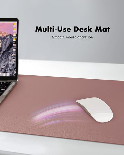 YSAGi Double - Sided Desk Pad, 31.5"x15.7" Leather Desk Mat, Eco Cork Desk Pad Protector,Large Mouse Pad,Waterproof Desk Blotter for Office/Home (Pale Mauve/Cork) | Desk Pads Blotters - TrueDesk