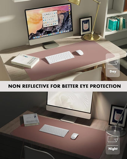 YSAGi Double - Sided Desk Pad, 31.5"x15.7" Leather Desk Mat, Eco Cork Desk Pad Protector,Large Mouse Pad,Waterproof Desk Blotter for Office/Home (Pale Mauve/Cork) | Desk Pads Blotters - TrueDesk