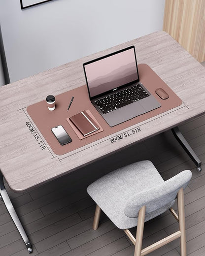 YSAGi Double - Sided Desk Pad, 31.5"x15.7" Leather Desk Mat, Eco Cork Desk Pad Protector,Large Mouse Pad,Waterproof Desk Blotter for Office/Home (Pale Mauve/Cork) | Desk Pads Blotters - TrueDesk