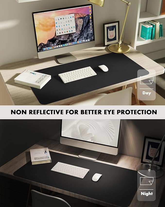 YSAGi Double - Sided Desk Pad, 31.5"x15.7"Leather Desk Mat, Eco Cork Desk Pad Protector,Large Mouse Pad,Waterproof Desk Blotter for Office/Home(Black) | Desk Pads Blotters - TrueDesk