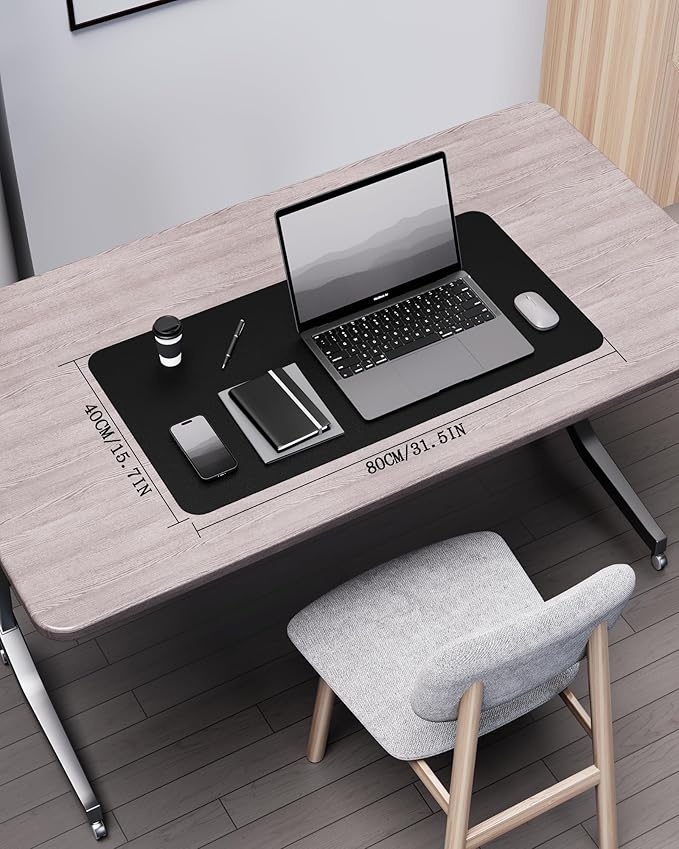 YSAGi Double - Sided Desk Pad, 31.5"x15.7"Leather Desk Mat, Eco Cork Desk Pad Protector,Large Mouse Pad,Waterproof Desk Blotter for Office/Home(Black) | Desk Pads Blotters - TrueDesk