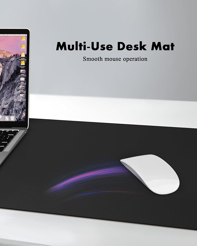 YSAGi Double - Sided Desk Pad, 31.5"x15.7"Leather Desk Mat, Eco Cork Desk Pad Protector,Large Mouse Pad,Waterproof Desk Blotter for Office/Home(Black) | Desk Pads Blotters - TrueDesk