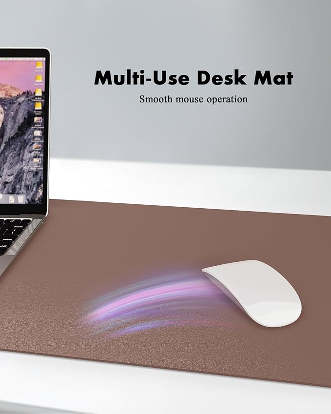 YSAGi Double - Sided Desk Pad, 31.5"x15.7"Leather Desk Mat, Eco Cork Desk Pad Protector,Large Mouse Pad,Waterproof Desk Blotter for Office/Home(Chocolate) | Desk Pads Blotters - TrueDesk