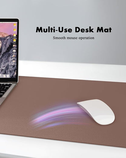 YSAGi Double - Sided Desk Pad, 31.5"x15.7"Leather Desk Mat, Eco Cork Desk Pad Protector,Large Mouse Pad,Waterproof Desk Blotter for Office/Home(Chocolate) | Desk Pads Blotters - TrueDesk