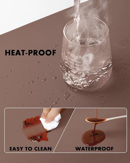 YSAGi Double - Sided Desk Pad, 31.5"x15.7"Leather Desk Mat, Eco Cork Desk Pad Protector,Large Mouse Pad,Waterproof Desk Blotter for Office/Home(Chocolate) | Desk Pads Blotters - TrueDesk
