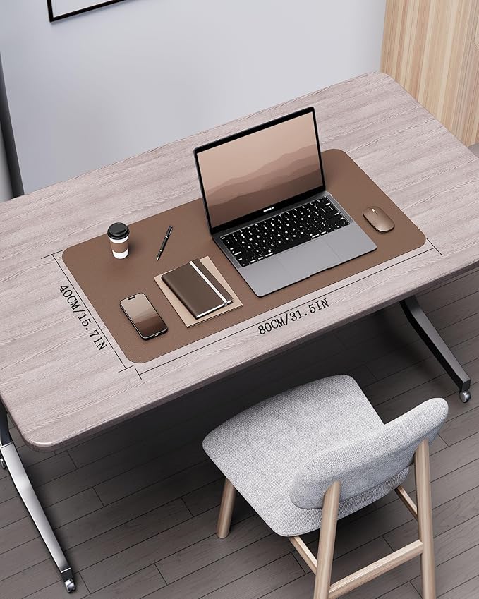 YSAGi Double - Sided Desk Pad, 31.5"x15.7"Leather Desk Mat, Eco Cork Desk Pad Protector,Large Mouse Pad,Waterproof Desk Blotter for Office/Home(Coffee) | Desk Pads Blotters - TrueDesk