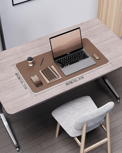 YSAGi Double - Sided Desk Pad, 31.5"x15.7"Leather Desk Mat, Eco Cork Desk Pad Protector,Large Mouse Pad,Waterproof Desk Blotter for Office/Home(Coffee) | Desk Pads Blotters - TrueDesk