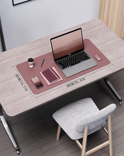YSAGi Double - Sided Desk Pad, 31.5"x15.7"Leather Desk Mat, Eco Cork Desk Pad Protector,Large Mouse Pad,Waterproof Desk Blotter for Office/Home(Dark Pink) | Desk Pads Blotters - TrueDesk