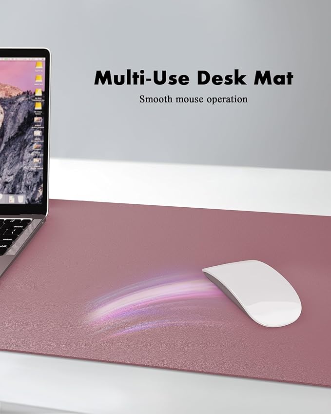 YSAGi Double - Sided Desk Pad, 31.5"x15.7"Leather Desk Mat, Eco Cork Desk Pad Protector,Large Mouse Pad,Waterproof Desk Blotter for Office/Home(Dark Pink) | Desk Pads Blotters - TrueDesk
