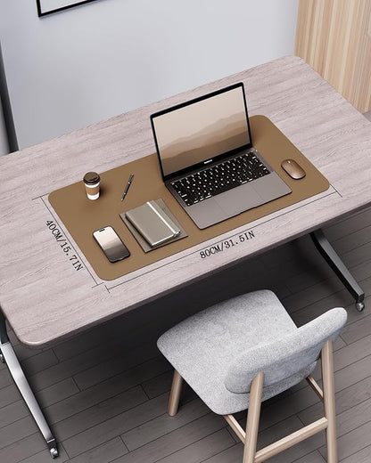 YSAGi Double - Sided Desk Pad, 31.5"x15.7"Leather Desk Mat, Eco Cork Desk Pad Protector,Large Mouse Pad,Waterproof Desk Blotter for Office/Home(Khaki) | Desk Pads Blotters - TrueDesk