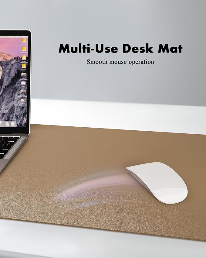YSAGi Double - Sided Desk Pad, 31.5"x15.7"Leather Desk Mat, Eco Cork Desk Pad Protector,Large Mouse Pad,Waterproof Desk Blotter for Office/Home(Khaki) | Desk Pads Blotters - TrueDesk