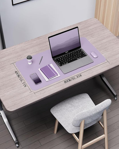 YSAGi Double - Sided Desk Pad, 31.5"x15.7"Leather Desk Mat, Eco Cork Desk Pad Protector,Large Mouse Pad,Waterproof Desk Blotter for Office/Home(Light Purple) | Desk Pads Blotters - TrueDesk