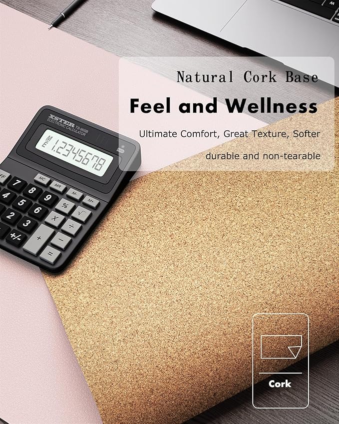 YSAGi Double - Sided Desk Pad, 31.5"x15.7"Leather Desk Mat, Eco Cork Desk Pad Protector,Large Mouse Pad,Waterproof Desk Blotter for Office/Home(Pink) | Desk Pads Blotters - TrueDesk