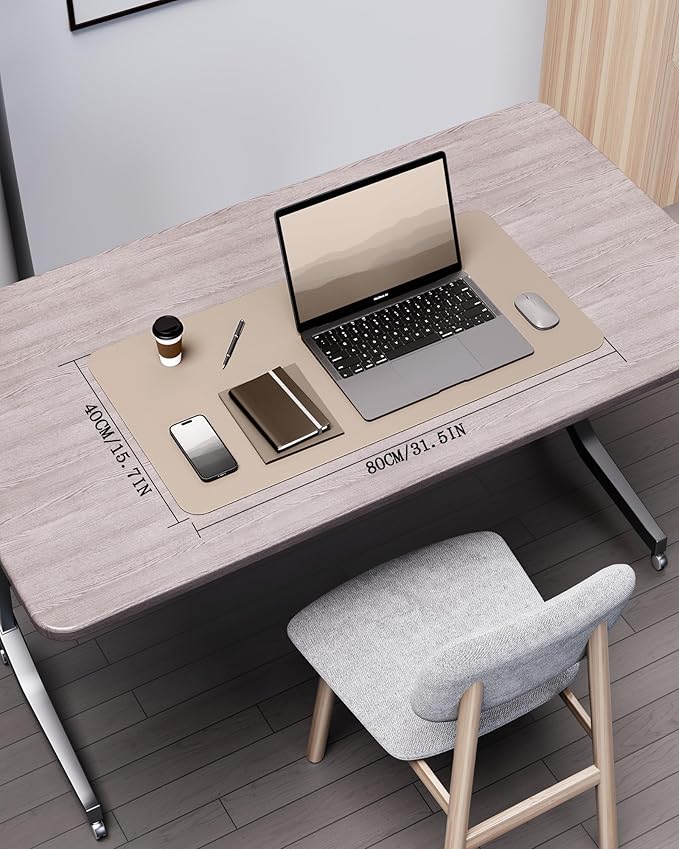YSAGi Double - Sided Desk Pad, 35.4"x17" Leather Desk Mat, Eco Cork Desk Pad Protector,Large Mouse Pad,Waterproof Desk Blotter for Office/Home (Beige/Cork) | Desk Pads Blotters - TrueDesk