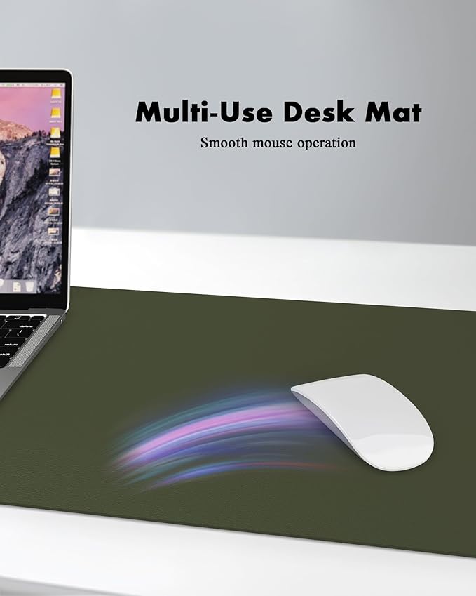 YSAGi Double - Sided Desk Pad, 35.4"x17" Leather Desk Mat, Eco Cork Desk Pad Protector,Large Mouse Pad,Waterproof Desk Blotter for Office/Home (Dark Green/Cork) | Desk Pads Blotters - TrueDesk