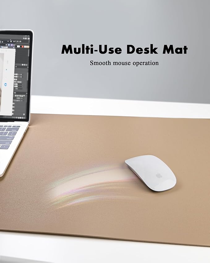 YSAGi Double - Sided Desk Pad, 35.4"x17"Leather Desk Mat, Eco Cork Desk Pad Protector,Large Mouse Pad,Waterproof Desk Blotter for Office/Home(Apricot) | Desk Pads Blotters - TrueDesk