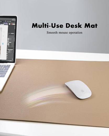 YSAGi Double - Sided Desk Pad, 35.4"x17"Leather Desk Mat, Eco Cork Desk Pad Protector,Large Mouse Pad,Waterproof Desk Blotter for Office/Home(Apricot) | Desk Pads Blotters - TrueDesk