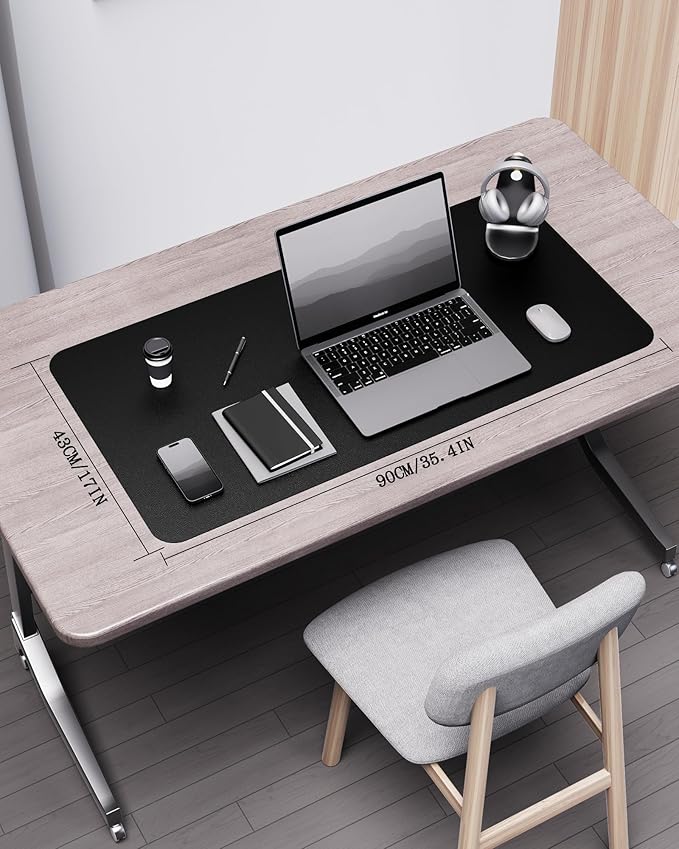 YSAGi Double - Sided Desk Pad, 35.4"x17"Leather Desk Mat, Eco Cork Desk Pad Protector,Large Mouse Pad,Waterproof Desk Blotter for Office/Home(Black) | Desk Pads Blotters - TrueDesk