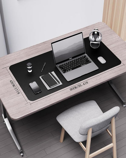 YSAGi Double - Sided Desk Pad, 35.4"x17"Leather Desk Mat, Eco Cork Desk Pad Protector,Large Mouse Pad,Waterproof Desk Blotter for Office/Home(Black) | Desk Pads Blotters - TrueDesk