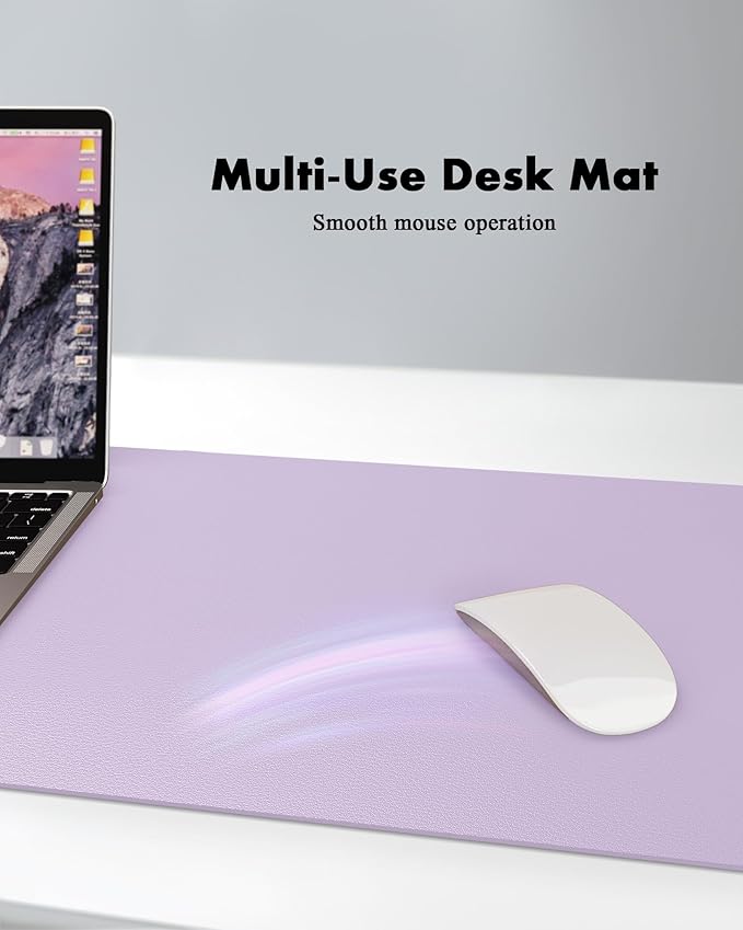 YSAGi Double - Sided Desk Pad, 35.4"x17"Leather Desk Mat, Eco Cork Desk Pad Protector,Large Mouse Pad,Waterproof Desk Blotter for Office/Home(Light Purple) | Desk Pads Blotters - TrueDesk