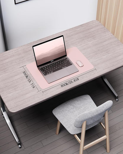 YSAGi Double - Sided Desk Pad, Leather Desk Mat, Eco Cork Desk Pad Protector, Large Mouse Pad for Desk, Waterproof Desk Blotter Pad, Desk Writing Pad for Office Work/Home(23.6"x13.7",Pink+Cork) | Desk Pads Blotters - TrueDesk
