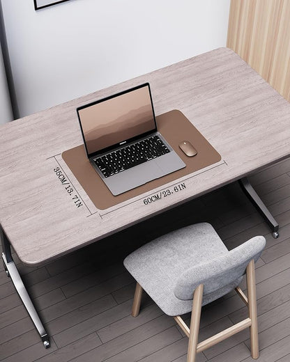 YSAGi Double - Sided Desk Pad, Leather Desk Mat, Eco Cork Desk Pad Protector, Large Mouse Pad for Desk, Waterproof Desk Blotter Pad, Desk Writing Pad for Office Work/Home(23.6"x13.7",Coffee+Cork) | Desk Pads Blotters - TrueDesk