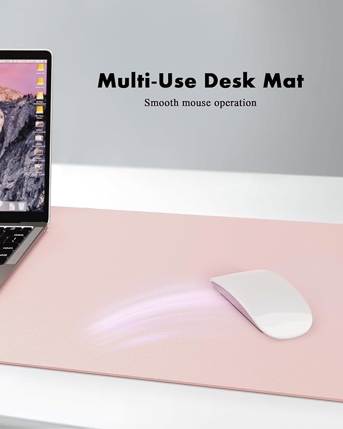 YSAGi Double - Sided Desk Pad, Leather Desk Mat, Eco Cork Desk Pad Protector, Large Mouse Pad for Desk, Waterproof Desk Blotter Pad, Desk Writing Pad for Office Work/Home(23.6"x13.7",Pink+Cork) | Desk Pads Blotters - TrueDesk