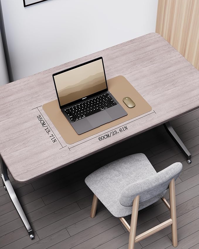 YSAGi Double - Sided Desk Pad, Leather Desk Mat, Eco Cork Desk Pad Protector, Large Mouse Pad for Desk, Waterproof Desk Blotter Pad, Writing Pad for Office/Home(23.6"x13.7",Apricot) | Desk Pads Blotters - TrueDesk