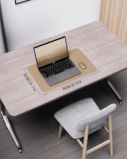 YSAGi Double - Sided Desk Pad, Leather Desk Mat, Eco Cork Desk Pad Protector, Large Mouse Pad for Desk, Waterproof Desk Blotter Pad, Writing Pad for Office/Home(23.6"x13.7",Apricot) | Desk Pads Blotters - TrueDesk