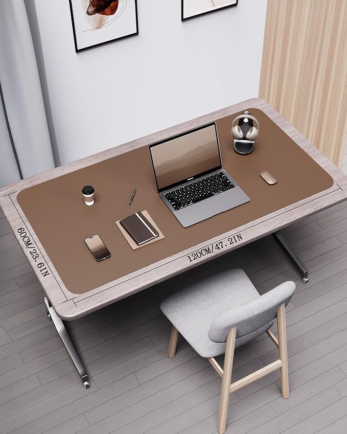 YSAGi Double - Sided Desk Pad, Leather Desk Mat, Eco Cork Desk Pad Protector,Large Mouse Pad,Waterproof Desk Blotter for Office/Home (Coffee+Cork, 47.2" x 23.6") | Desk Pads Blotters - TrueDesk