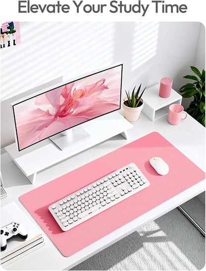 YSAGi Leather Desk Pad Protector, Office Desk Mat, Large Mouse Pad, Non - Slip PU Leather Desk Blotter, Laptop Desk Pad, Waterproof Desk Writing Pad for Office and Home (Pink, 55" x 24") | Desk Pads Blotters - TrueDesk