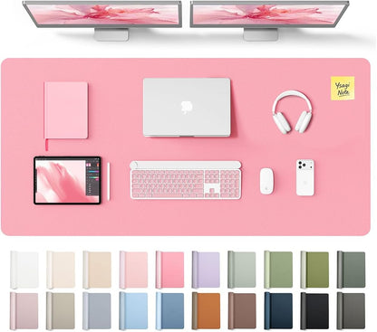 YSAGi Leather Desk Pad Protector, Office Desk Mat, Large Mouse Pad, Non - Slip PU Leather Desk Blotter, Laptop Desk Pad, Waterproof Desk Writing Pad for Office and Home (Pink, 55" x 24") | Desk Pads Blotters - TrueDesk
