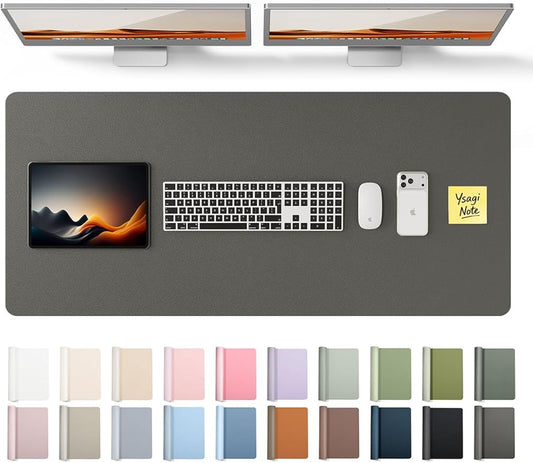YSAGi Leather Desk Pad Protector, Office Desk Mat, Large Mouse Pad, Non - Slip PU Leather Desk Blotter, Laptop Desk Pad, Waterproof Desk Writing Pad for Office and Home (Dark Grey, 47" x 17") | Desk Pads Blotters - TrueDesk
