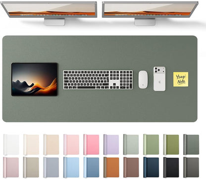 YSAGi Leather Desk Protector, Office Mat, Large Mouse Mat, Non - Slip PU Leather Blotter, Laptop Desk Pad, Waterproof Writing Pad for Office and Home (Dark Green, 47" x 17") | Desk Pads Blotters - TrueDesk