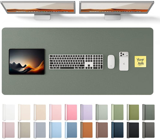 YSAGi Leather Desk Protector, Office Mat, Large Mouse Mat, Non - Slip PU Leather Blotter, Laptop Desk Pad, Waterproof Writing Pad for Office and Home (Dark Green, 47" x 17") | Desk Pads Blotters - TrueDesk