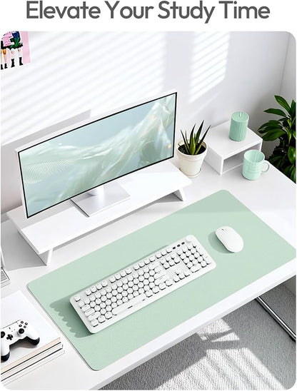 YSAGi Leather Desk Protector, Office Mat, Large Mouse Mat, Non - Slip PU Leather Blotter, Laptop Desk Pad, Waterproof Writing Pad for Office and Home (Pale Green, 47" x 17") | Desk Pads Blotters - TrueDesk