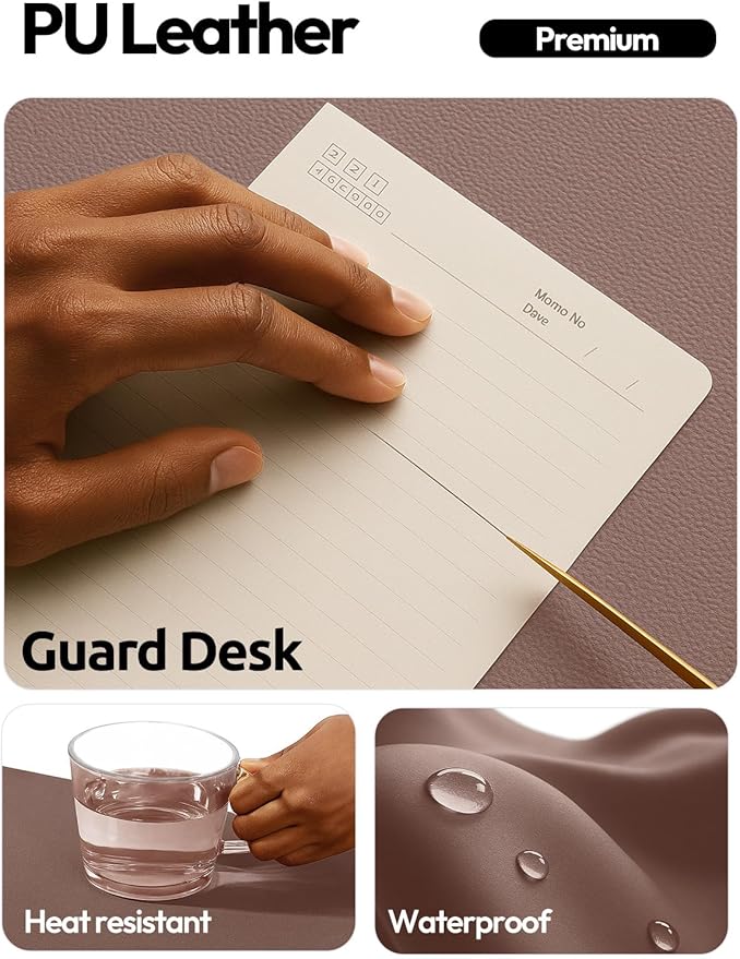 YSAGi Leather Desk Protector, Office Mat, Large Mouse Mat, Non - Slip PU Leather Blotter, Laptop Desk, Waterproof Writing Pad for Office and Home (Chocolate, 47" x 17") | Desk Pads Blotters - TrueDesk