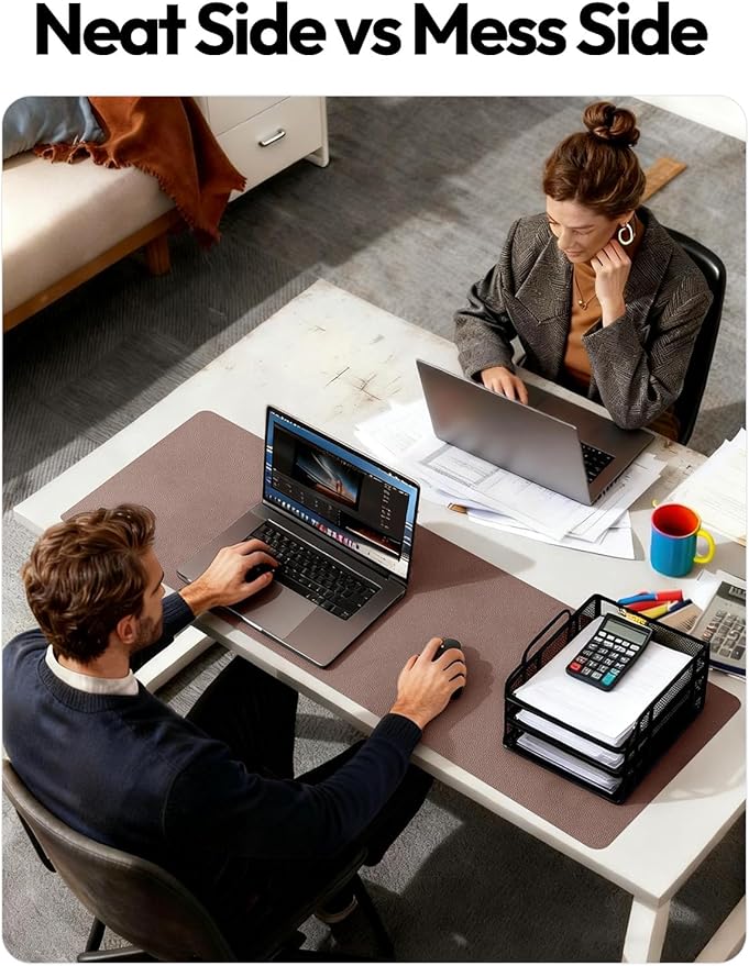 YSAGi Leather Desk Protector, Office Mat, Large Mouse Mat, Non - Slip PU Leather Blotter, Laptop Desk, Waterproof Writing Pad for Office and Home (Chocolate, 47" x 17") | Desk Pads Blotters - TrueDesk