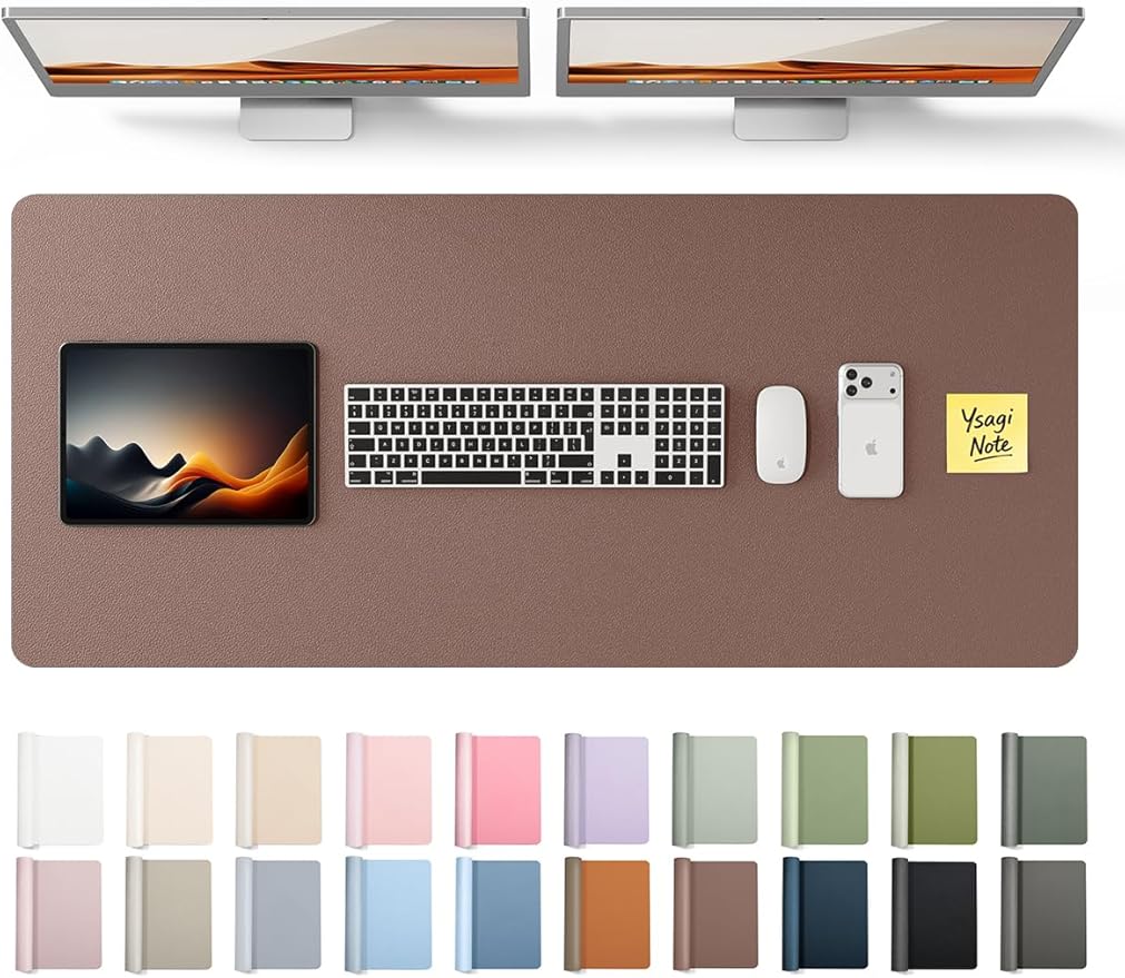 YSAGi Leather Desk Protector, Office Mat, Large Mouse Mat, Non - Slip PU Leather Blotter, Laptop Desk, Waterproof Writing Pad for Office and Home (Chocolate, 47" x 17") | Desk Pads Blotters - TrueDesk