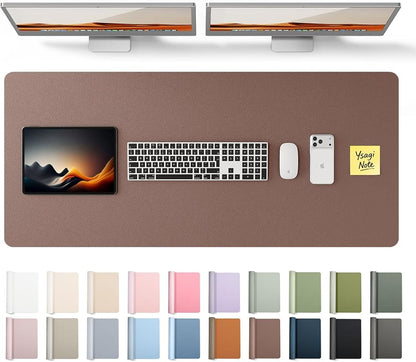 YSAGi Leather Desk Protector, Office Mat, Large Mouse Mat, Non - Slip PU Leather Blotter, Laptop Desk, Waterproof Writing Pad for Office and Home (Chocolate, 47" x 17") | Desk Pads Blotters - TrueDesk