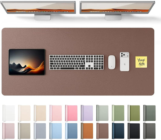 YSAGi Leather Desk Protector, Office Mat, Large Mouse Mat, Non - Slip PU Leather Blotter, Laptop Desk, Waterproof Writing Pad for Office and Home (Chocolate, 47" x 17") | Desk Pads Blotters - TrueDesk
