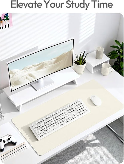 YSAGi Leather Desk Protector, Office Mat, Large Mouse Mat, Non - Slip PU Leather Blotter, Laptop Pad, Waterproof Writing Pad for Office and Home (Cream, 47" x 17") | Desk Pads Blotters - TrueDesk