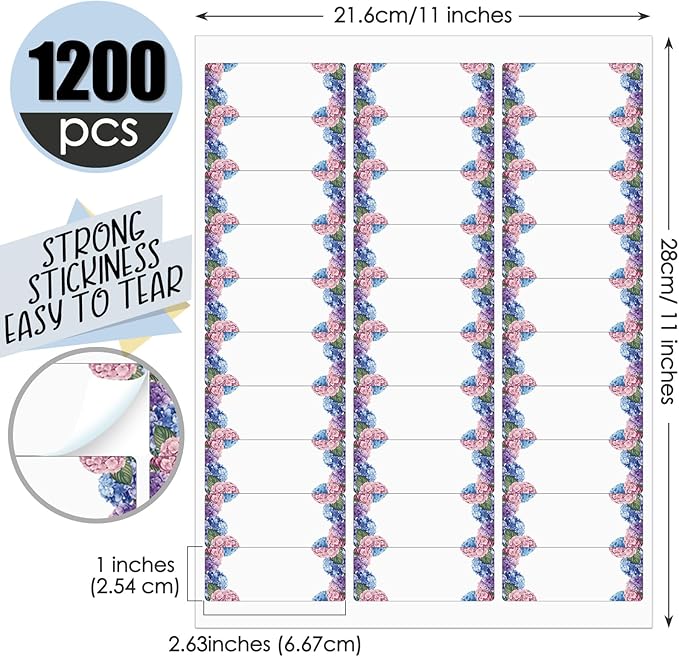 Zhanmai 1200 Pieces Address Labels Assorted Colored Labels Printable Address Stickers for Return Mailing Shipping Coding Message 1 x 2.63 Inch (White,Flowers) | Address Labels - TrueDesk