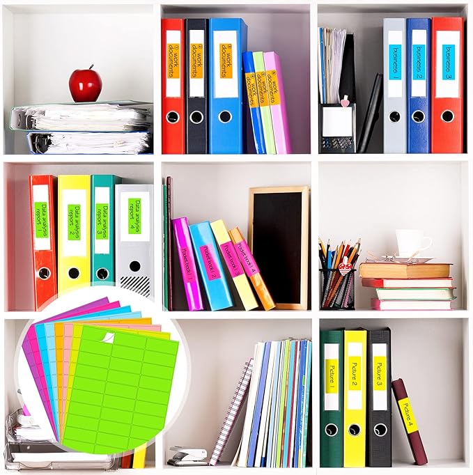 Zhanmai 1200 Pieces Assorted Fluorescent Address Labels Neon Fluorescent Colored Labels Printable Address Stickers for Return Mailing Shipping Coding Message(1 x 2.63 Inch) | Address Labels - TrueDesk