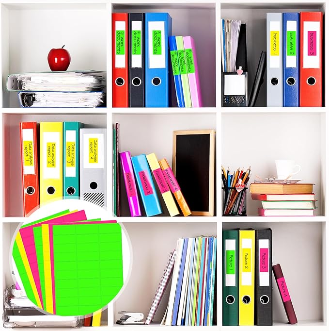 Zhanmai 1800 Pieces Address Labels Assorted Colored Labels Printable Address Stickers for Return Mailing Shipping Coding Message 1 x 2.63 Inch (Fluorescent,Yellow,Green,Magenta) | Address Labels - TrueDesk