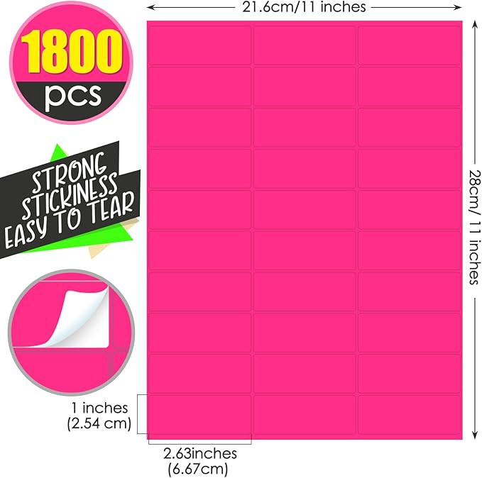 Zhanmai 1800 Pieces Address Labels Assorted Colored Labels Printable Address Stickers for Return Mailing Shipping Coding Message 1 x 2.63 Inch (Fluorescent,Yellow,Green,Magenta) | Address Labels - TrueDesk